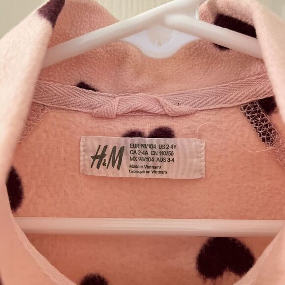H&M Pink Hearts Fleece Jacket Zippy Girls Size 2-4 yrs - Picture 4 of 8
